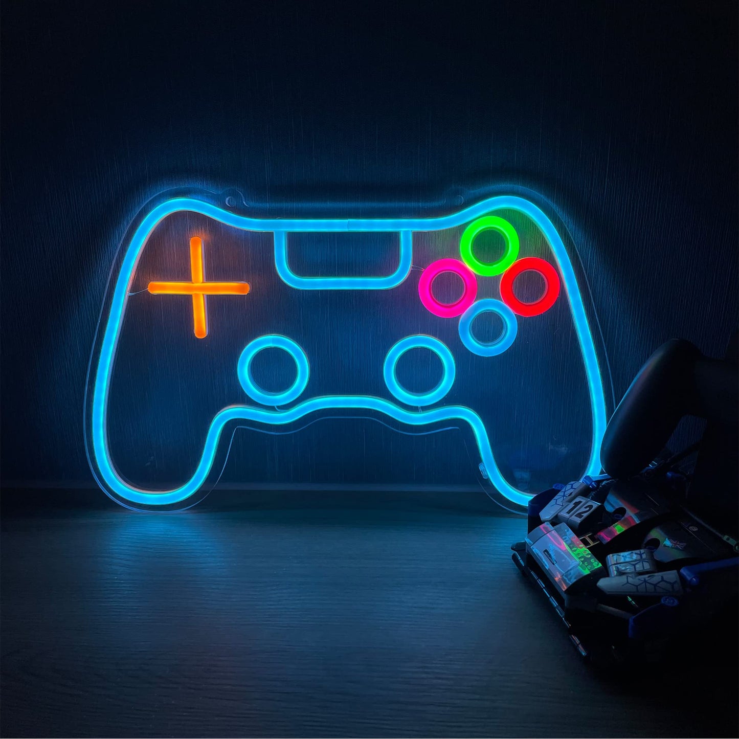 EASETIME Gaming Neon Sign Gamepad Shaped LED Sign for Game Room Decor USB Powered Christmas Neon Sign Wall Decor Vibrant Blue Gaming Light for Teens Dorm Decorations Gamer Gifts