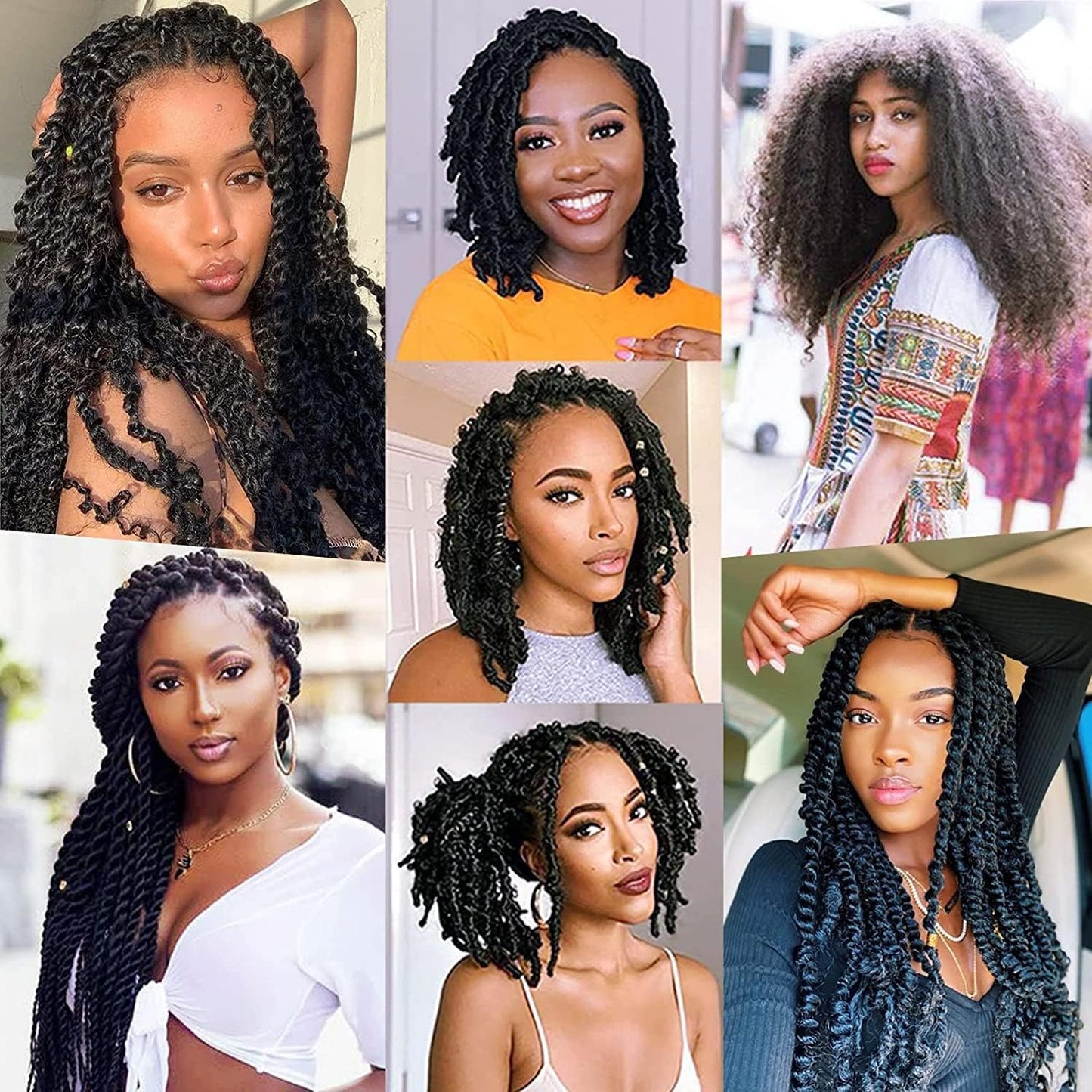 Springy Afro Twist Hair 24 Inch T30 8 Packs Pre-Separated Marley Twist Braiding Hair Soft Synthetic Crochet Afro Kinky Twist Wrapping Hair for Soft Locs Hair Extensions (24 Inch (Pack of 8), T30)