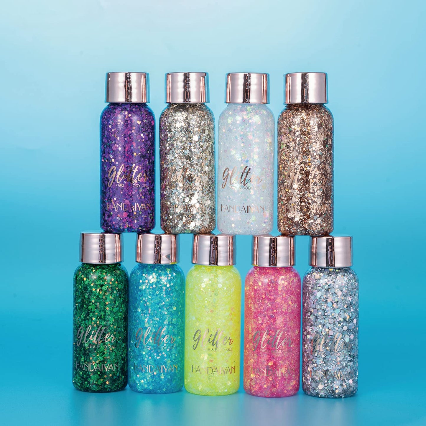 GL-Turelifes Mermaid Sequins Chunky Glitter Liquid Eyeshadow Glitter Body Gel Festival Glitter Cosmetic Face Hair Nails Makeup Long Lasting Sparkling 30g (#103 Champagne)