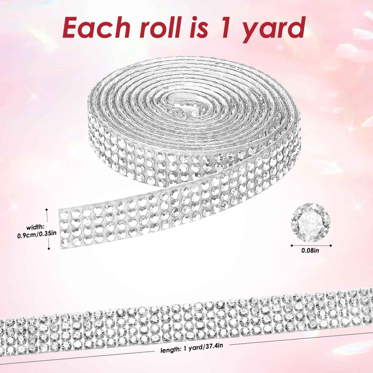 LYXMYGS Rhinestone Ribbon Self Adhesive Crystal Rhinestones, 6-Rolls Bedazzling Strips, 6-Yard Rhinestone Strips for DIY Craft, Rhinestones Tape Self Adhesive