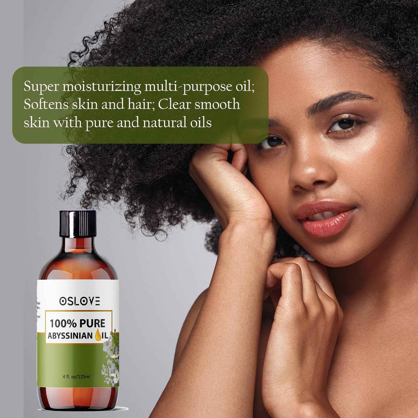 Oslove Organics 100% Pure Abyssinian oil 4 oz Use for Hair and Skin | Smooth Shiny Hair | Softens and Moisturizes Skin