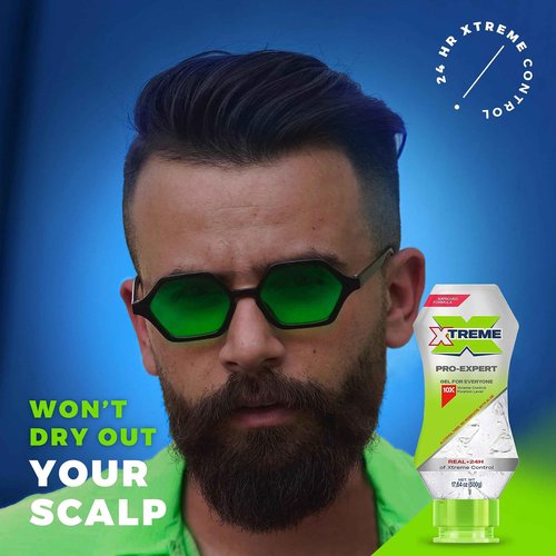 Xtreme Pro-Expert Clear Styling Hair Gel, Alcohol-Free 24-Hours Control With Aloe Vera, 17.64 oz Squeeze Bottle (Pack of 12)