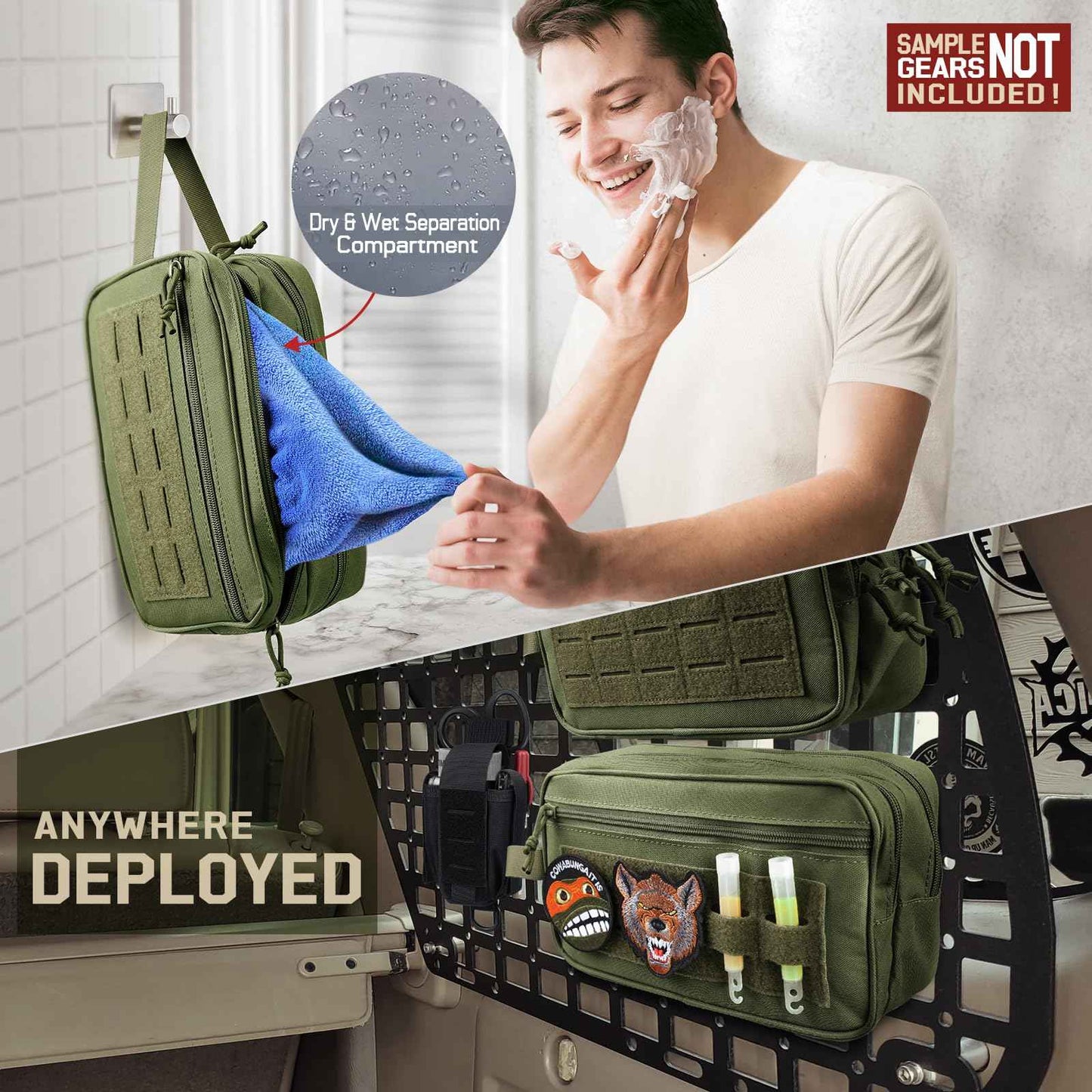 RXW Toiletry Bag for Men, Tactical Dopp Kit Military Hygiene Bag Mens Toiletry Travel Bag MOLLE EDC Pouch Small Toiltries Travel Bathroom Shaving Kit Shower Bags