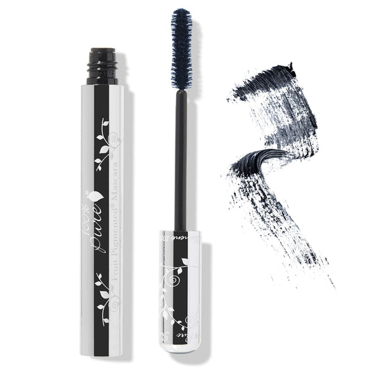 100% PURE Ultra Lengthening Mascara Dramatic Intense Volume & Length Natural Fruit Pigmented Voluminous Eyelash Makeup No Clumping, Smudging or Flaking - Vegan, Blueberry Color - 0.35 oz