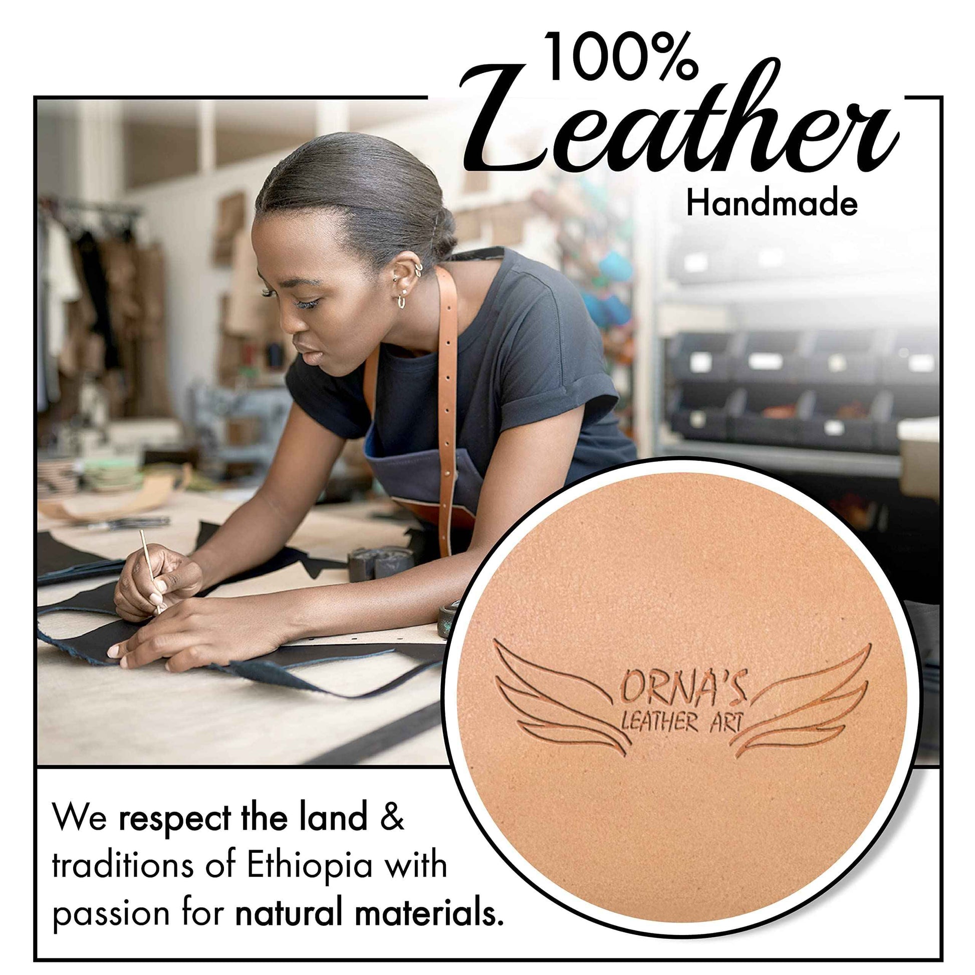 ORNA'S LEATHER ART WOODPECKER UNISEX SAND POUCH: Real Cowhide Men’s Women’s Tan Portable Toiletry Makeup Travel Case, Stylish, Handcrafted, Spacious, Zipper Close