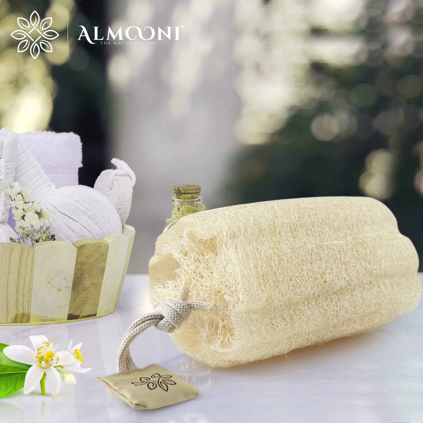 Premium Natural Egyptian Shower Loofah Sponge and Loofah Pad Bundle, Made with Natural Egyptian Shower Loofah Sponge That Gets Your Body Clean