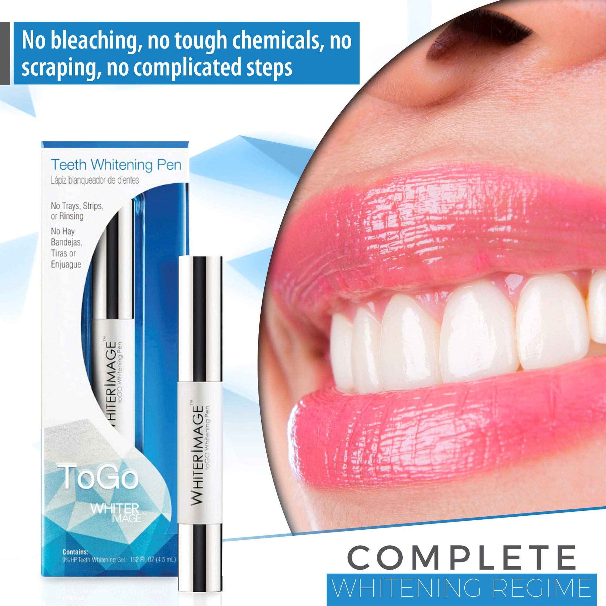 Whiter Image Togo Teeth Whitening Pen, Erases Stubborn Teeth Stains While Strengthening Enamel, Restorative Serum Gel That Reverses Enamel Damage from Bleaching