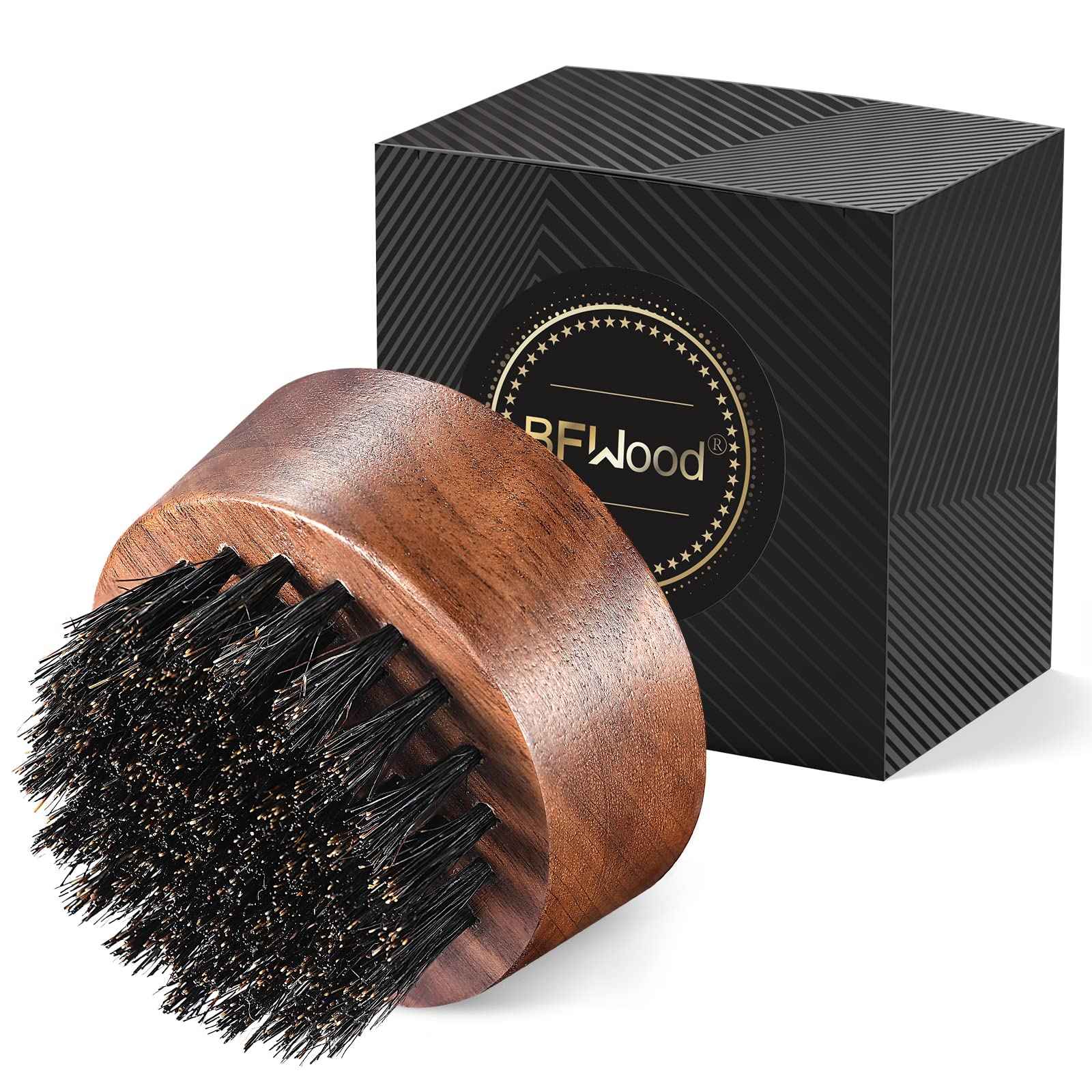 BFWood Boar Bristle Beard Brush for Men - Black Walnut Wood