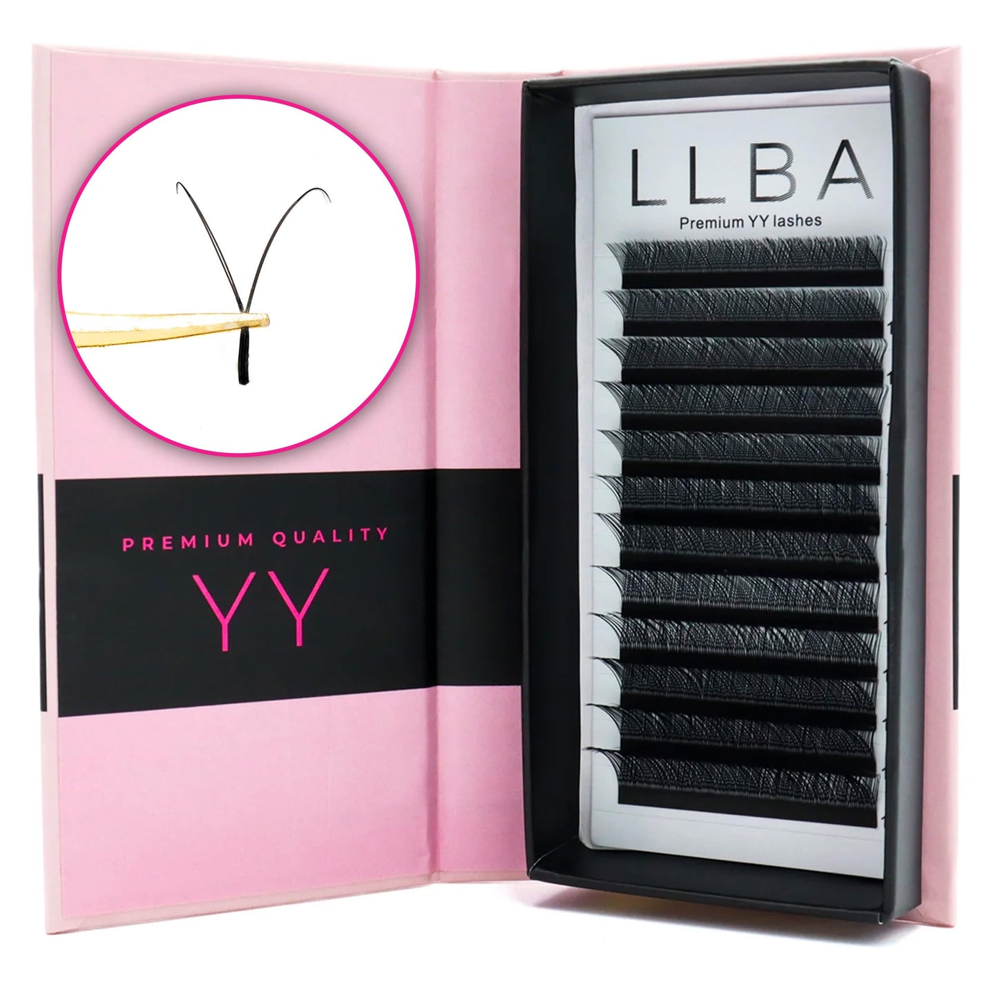 LLBA YY Eyelashes Extensions - 2D Fans Volume Eyelashes | C CC D Curl | Thickness 0.05~0.07mm | 8-15mm Mixed Tray | Full Fluffy Volume Look | Long Lasting & Easy Application (YY, 0.05 C 9mm - 15mm)