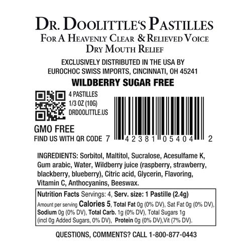 Dr. Doolittle’s Sugar Free Soft Fruit Pastilles for Voice and Throat, Wild Berries Flavor, Travel Size Bag,0.33 ounces approximately 4 Count Package, 20 Pack