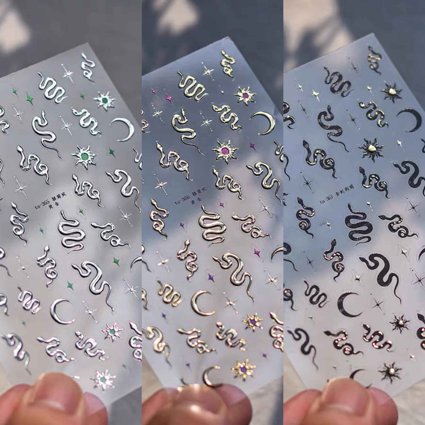 Dedyel Snake Nail Stickers 5D Embossed Animal Self-Adhesive Nail Decals for Women Girls Kids Nail Art Decoration