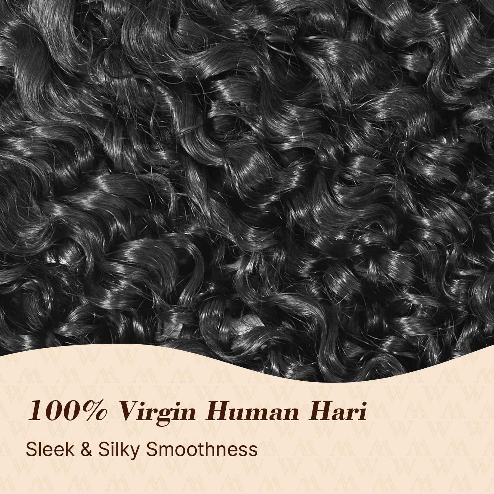 Wequeen 16A Burmese Curly Human Hair Bundles 18 Inch 100% Unprocessed Brazilian Virgin Hair Quick Weave Bundles Human Hair Extensions Real Human Hair, Natural Black