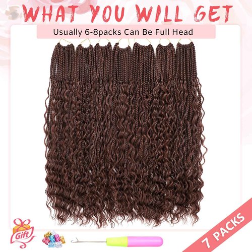 Eeanno Goddess Box Braids Crochet Hair Honey Blonde Boho Hair for Women Pre Looped Crochet Box Braids with Curly Ends P3330#, 24 Inch