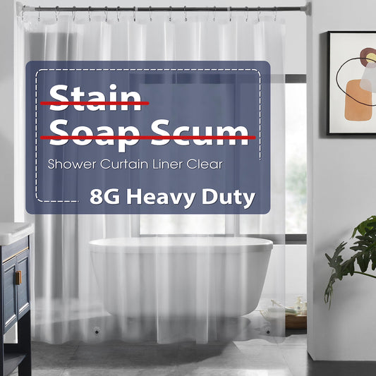 2 Pack 8G Heavy Duty Clear Shower Curtain Liner - 72" x 72" Weighted Shower Liner for Bathroom (8G Clear, 2PCS) 1