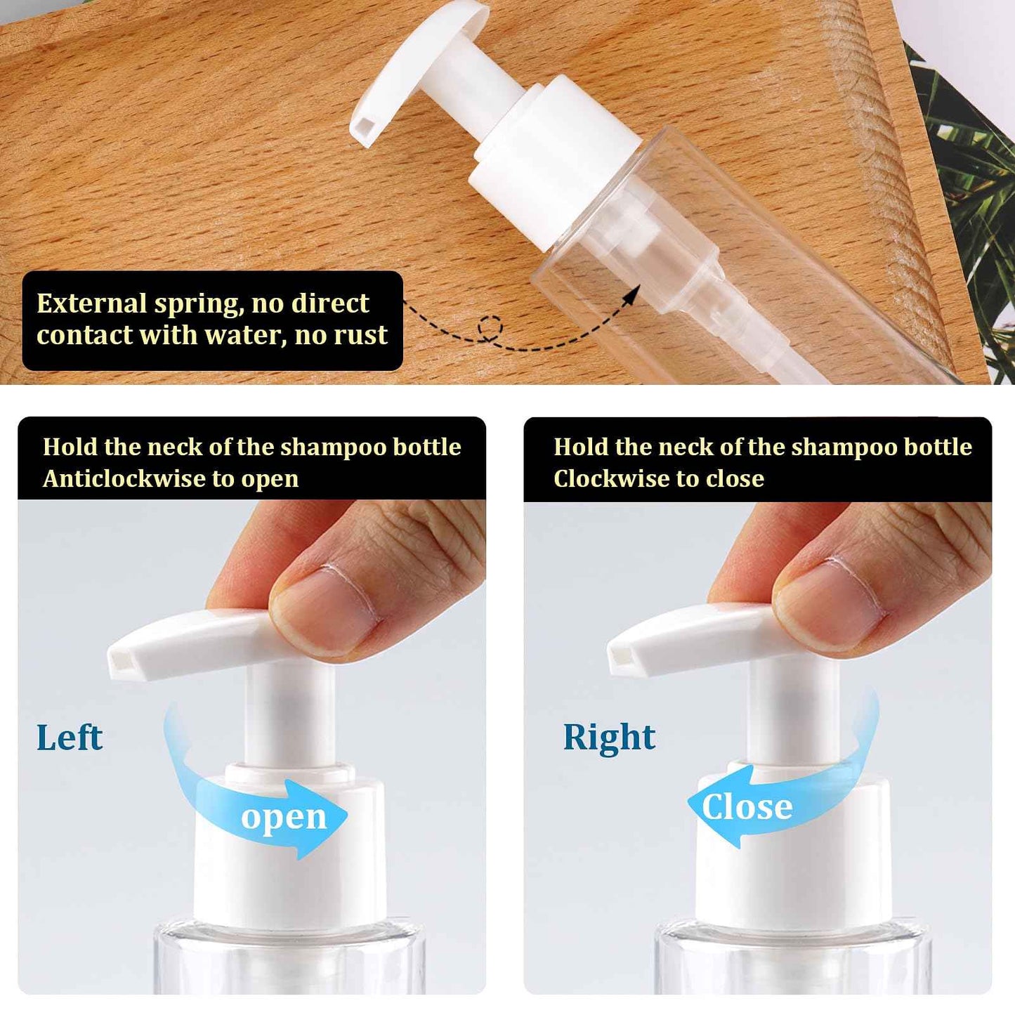 Travel Bottles Plastic Pump Bottle Dispenser TSA Approved 3.4oz/100ml 4 Pack Travel Refillable Shampoo and Conditioner Bottles Empty Travel Size Bottles for Cosmetic, Lotion, Liquid Soap (mixcolor)