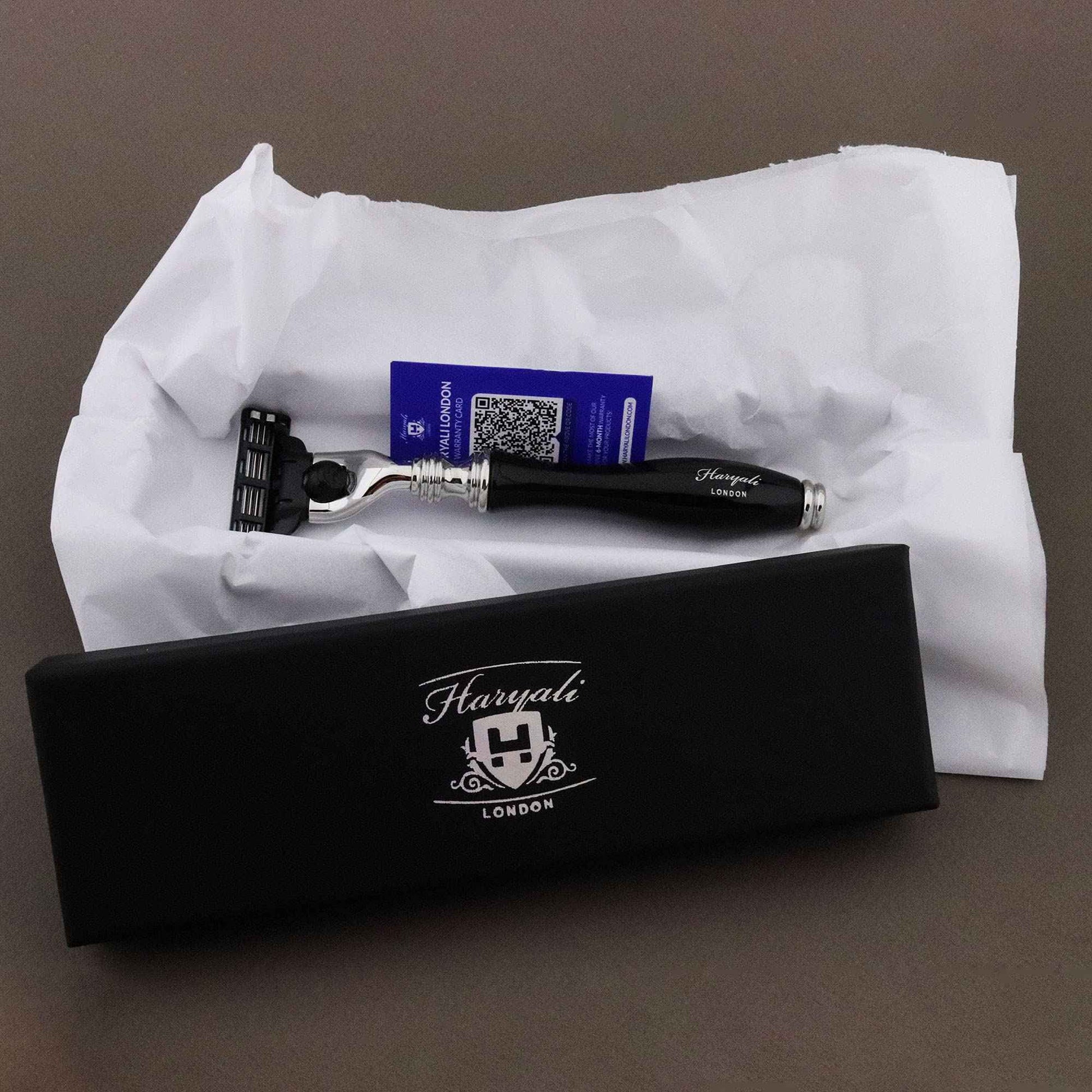Haryali London 3 Edge Shaving Razor With Black Coated Handle Beard and Mustache Safety Razor For Men and Women
