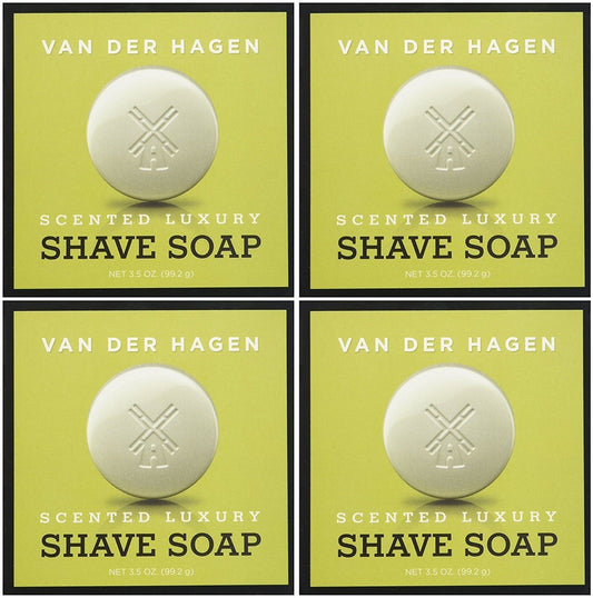 Van Der Hagen Men's Luxury Scented Shave Soap, 3.5 Ounce (Pack of 4)