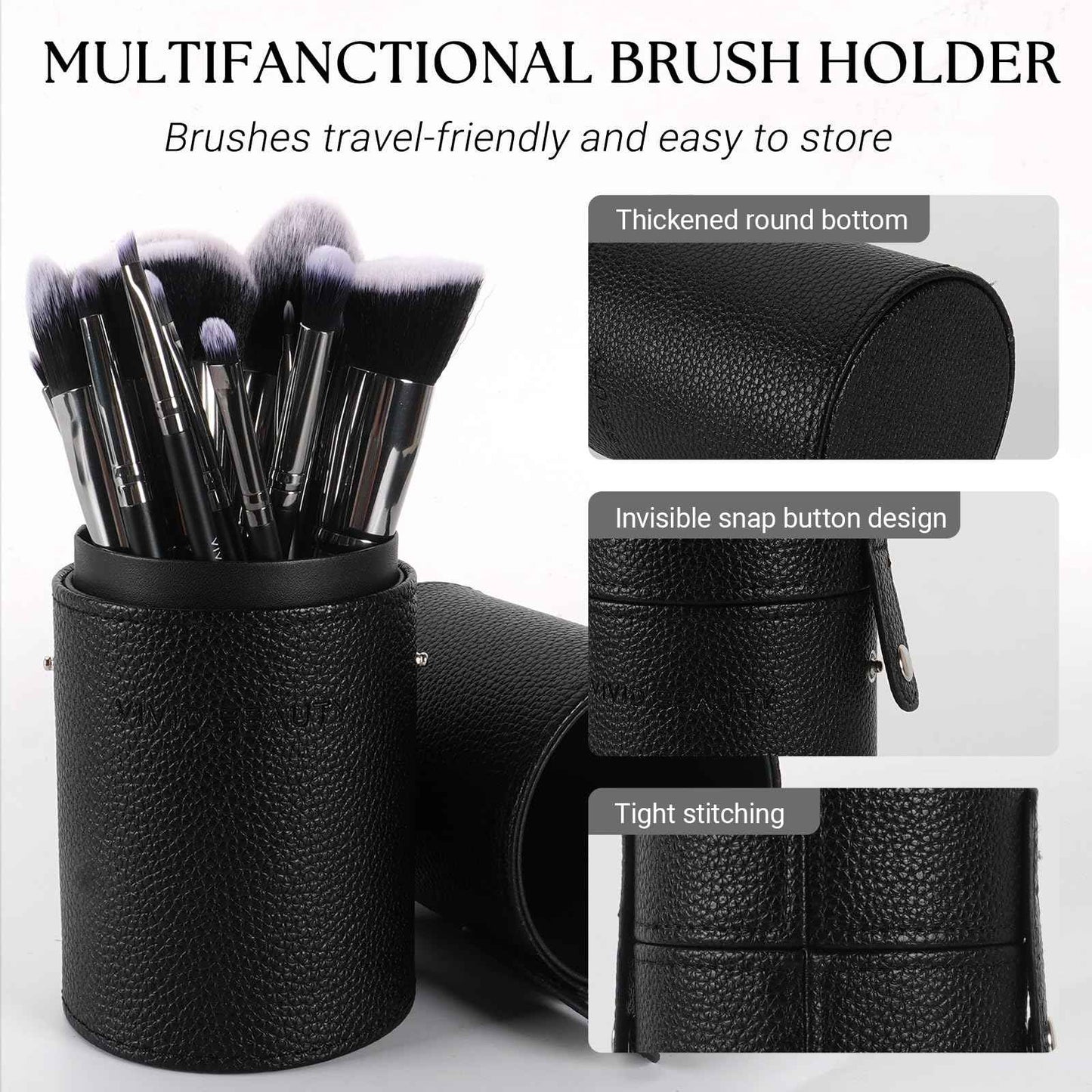 Makeup Brushes, 18 pcs Pro Deluxe Make up Brush Set with Travel Case, Premium Powder Foundation Blending Concealer Blush Eyeshadow Face and Eye Make up Brushes kit with labels for Beginner(Black)