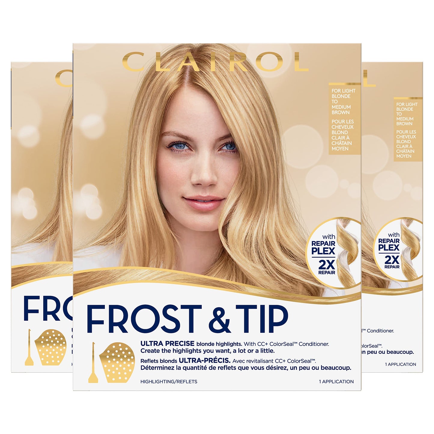 Clairol Nice'n Easy Frost & Tip Original Hair Dye, Light Blonde to Medium Brown Hair Color, Pack of 3