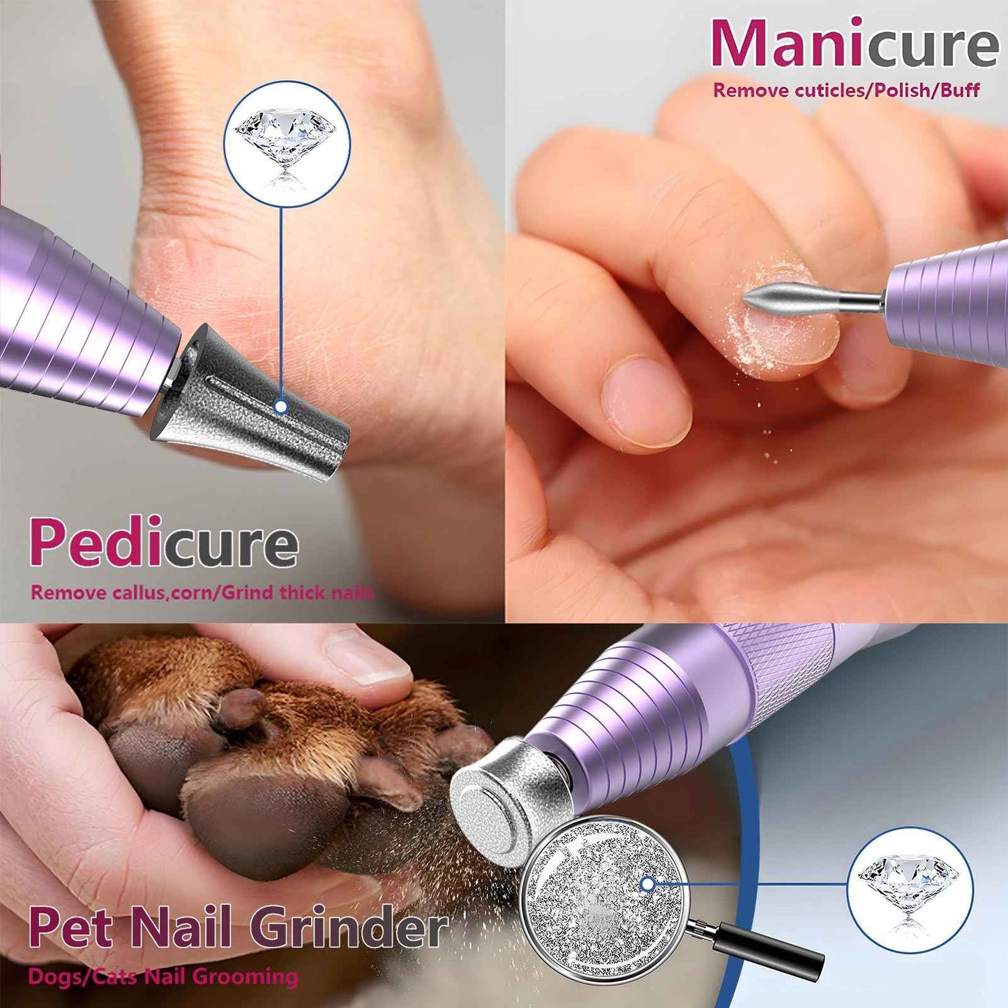 Professional Electric Nail Drill Kit,30000RPM Alloy Electric Nail File for Acrylic Nails Gel Polishing Callus Remover,LED Display,12 in 1 Cordless Quiet Manicure Pedicure Kit for DIY,Home Salon Use