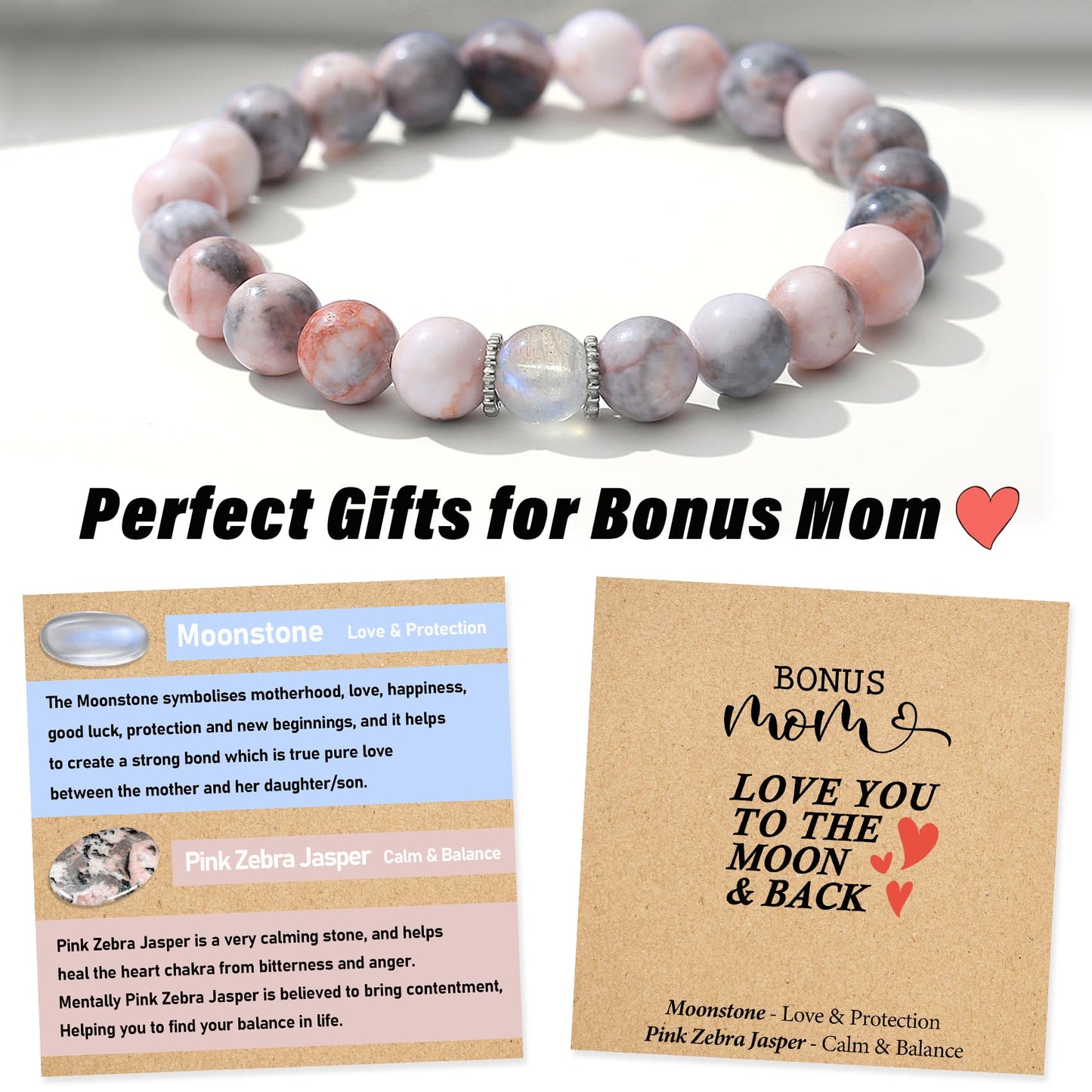 THEMEROL Bonus Mom Gifts Step Mom Mothers Day Gifts Mom Bracelets for Women Moms Birthday Gift for Moms Who Have Everything Personalized Presents Christmas Valentines Day