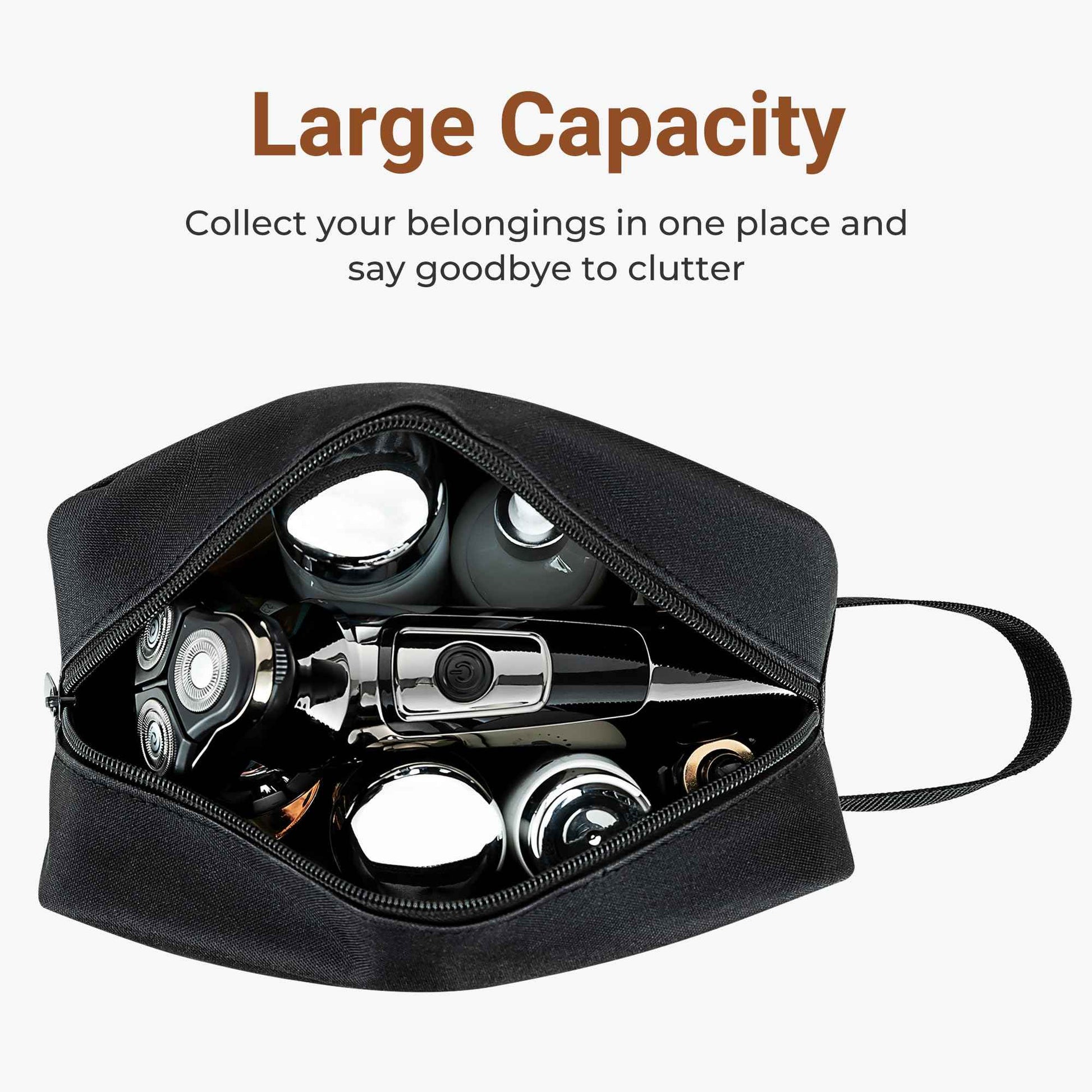 Elviros Travel Toiletry Bag for Women and Men,Lightweight Makeup Bag Hanging Dopp Kit with Shaving Compartment Cosmetic Organizer Small Tool Bag Travel Essentials,Gifts for Men(Black)