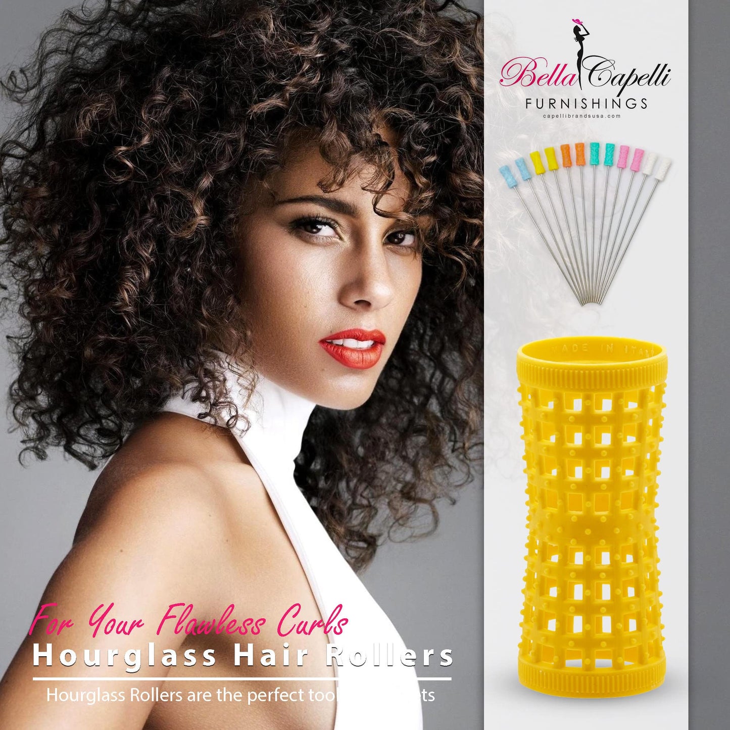 Hourglass Hair Rollers Yellow Hourglass Natural Hair Rollers 27mm1.06in – Pack of 12