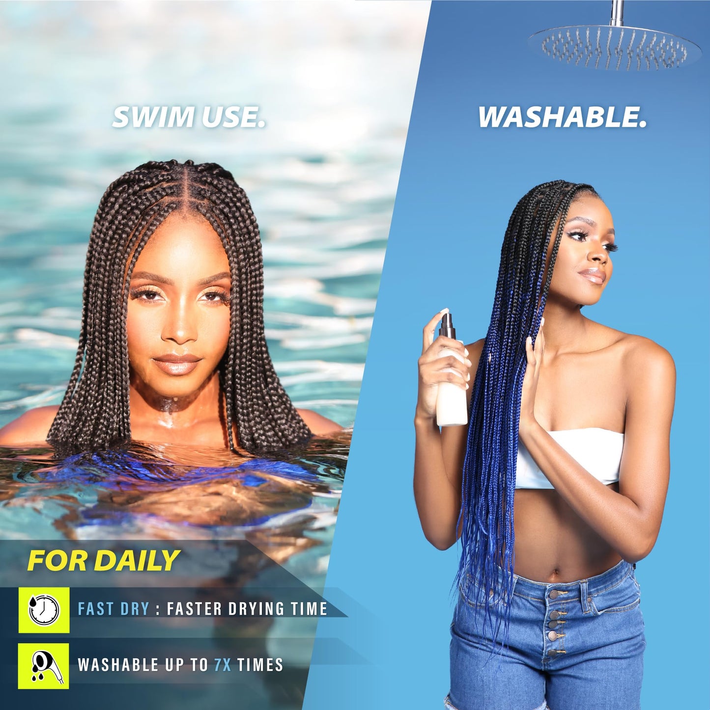 Sensationnel Ruwa prestretched braiding hair - 3x ruwa 48 inch 24 folded water repellent kanekalon fast dry sports braid - 3x Ruwa 24 inch (1 pack, m51)