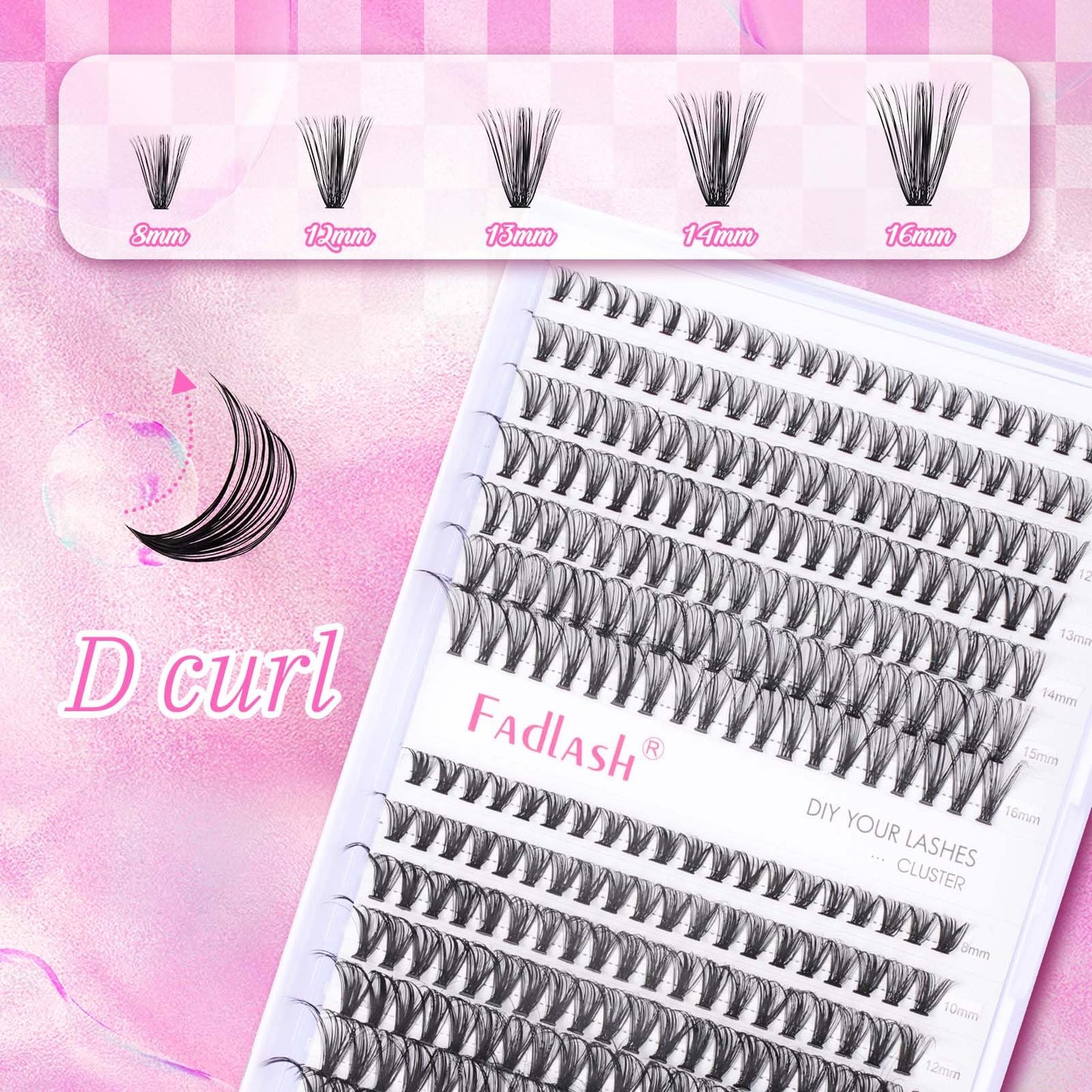 Cluster Lashes FADLASH 165pcs Lash Clusters Extensions Mix Tray 3 Styles DIY Eyelash Extension Individual D Curl Super Thin Band Soft (K1+K3+K4-0.07-D, 10-18mm)