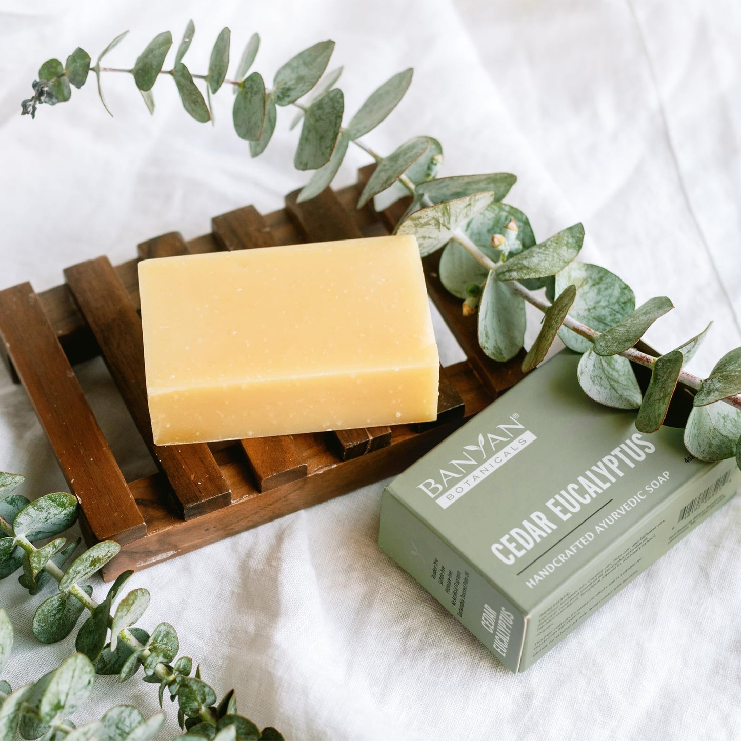 Banyan Botanicals Cedar Eucalyptus Soap – With Eucalyptus and Himalayan Cedarwood Essential Oil – Calming & Refreshing with an Invigorating Scent – 4 oz Bar – Free of Sulfates, Phthalates & Parabens