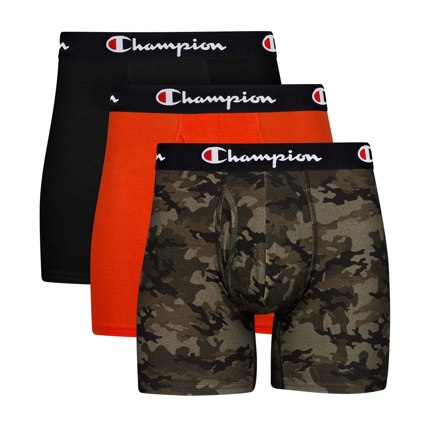 Champion mens Cotton Stretch Boxer Briefs, Camo Print/Orange/Black, Small US