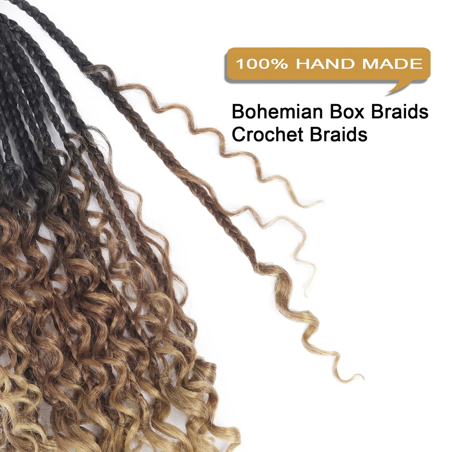 Goddess Box Braids Crochet Hair With Curly Ends 14 Inch Bohomian Box Braids Crochet Braids 8 Packs 3X Crochet Braids Synthetic Braiding Hair Extension for Black Women (14 Inch (Pack of 8), M1B 30 27)