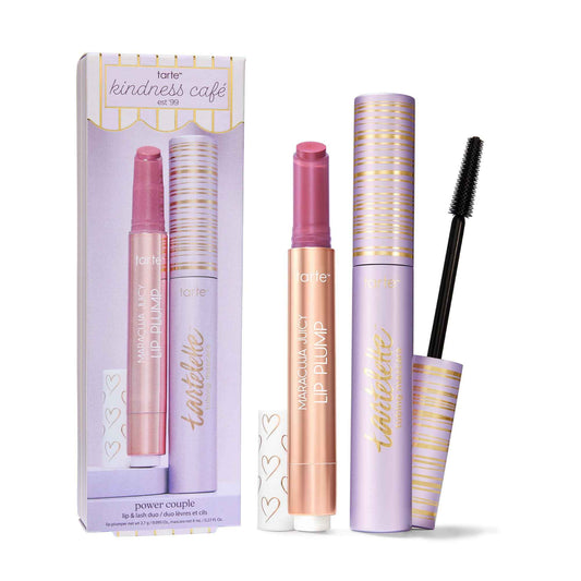 tarte power couple lip & lash duo - Lash Extensions in a Tube for Volume, Length, Longwear & Easy to Remove with Hydrating & Nourishing Lip Gloss Balm, Vegan & Cruelty-Free