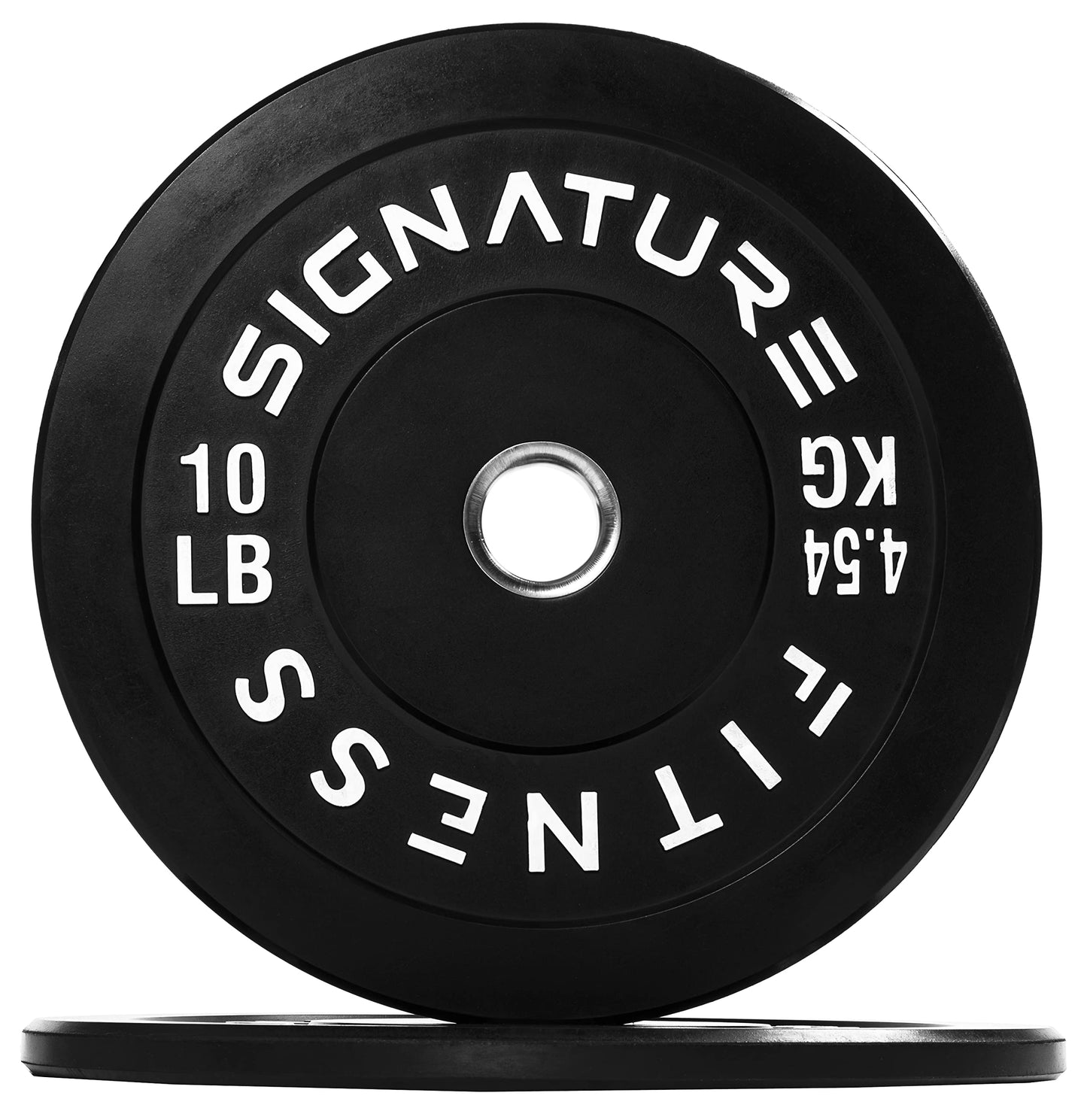 Signature Fitness 2" Olympic Bumper Plate Weight Plates with Steel Hub, 10LB, Pair, Black, Updated