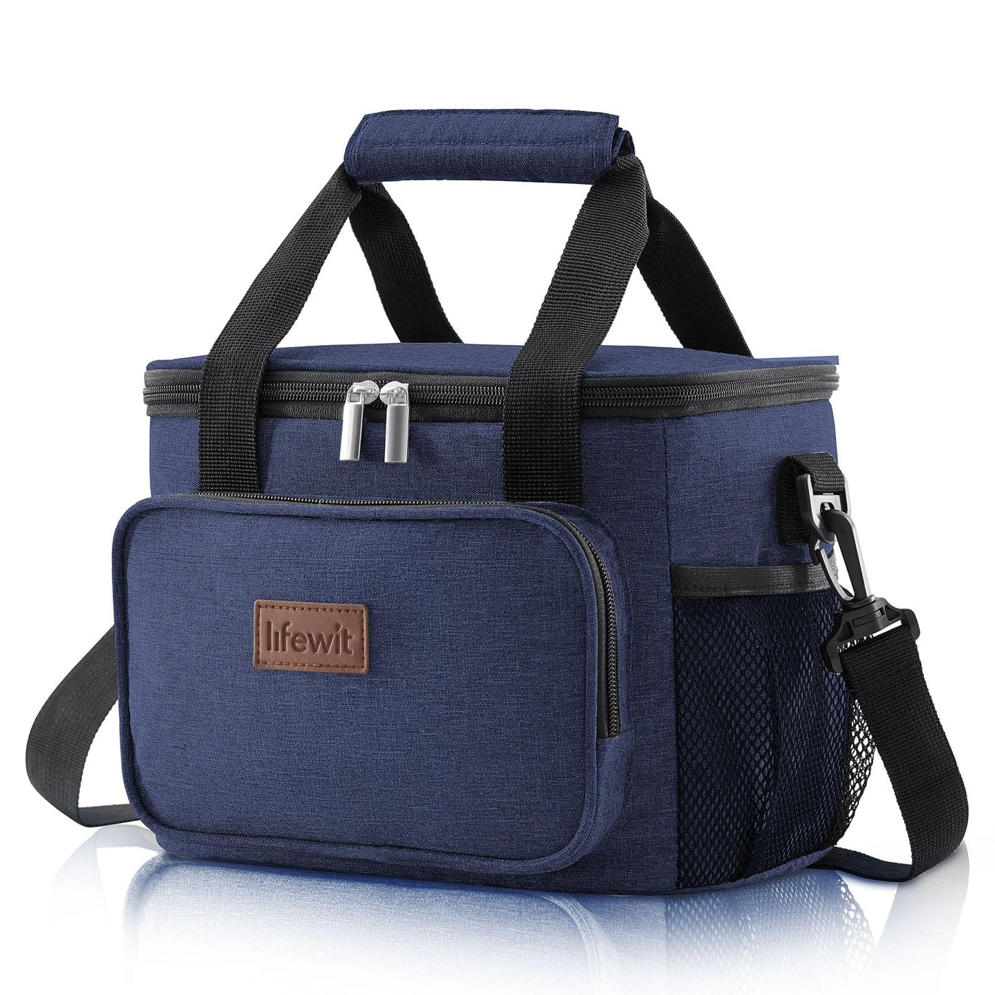 Lifewit Medium Lunch Bag Insulated Lunch Box Soft Cooler Cooling Tote for Adult Men Women, Dark Blue 12-Can (8.5L)