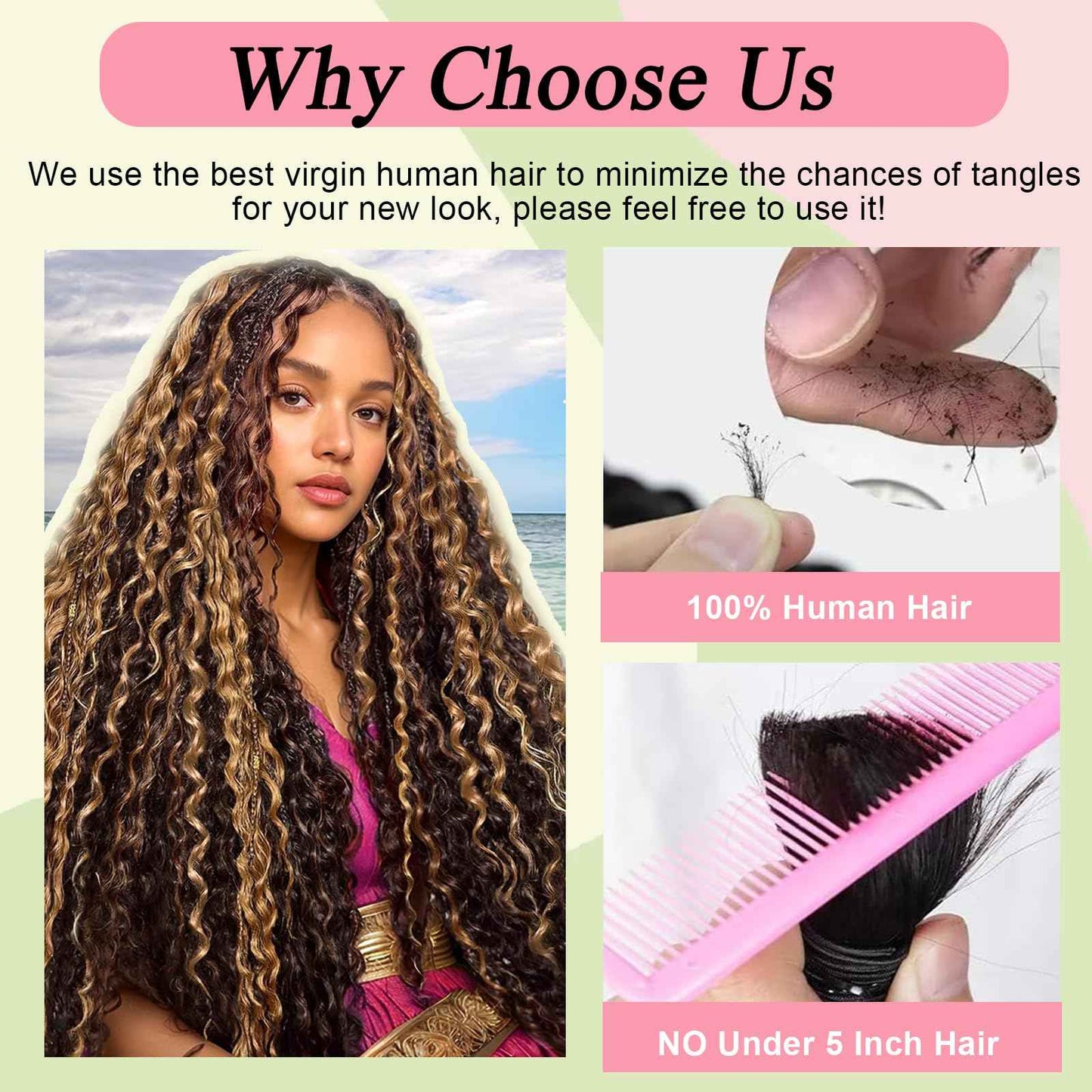 Boho Braids Human Hair for Braiding 110g 20 Inch 12A Deep Water Wave Bulk Human Braiding Hair for Boho Braids Knotless Highligts Wet and Wavy Virgin Extensions Bohemian No Weft Curly 3 Bundles P4/30