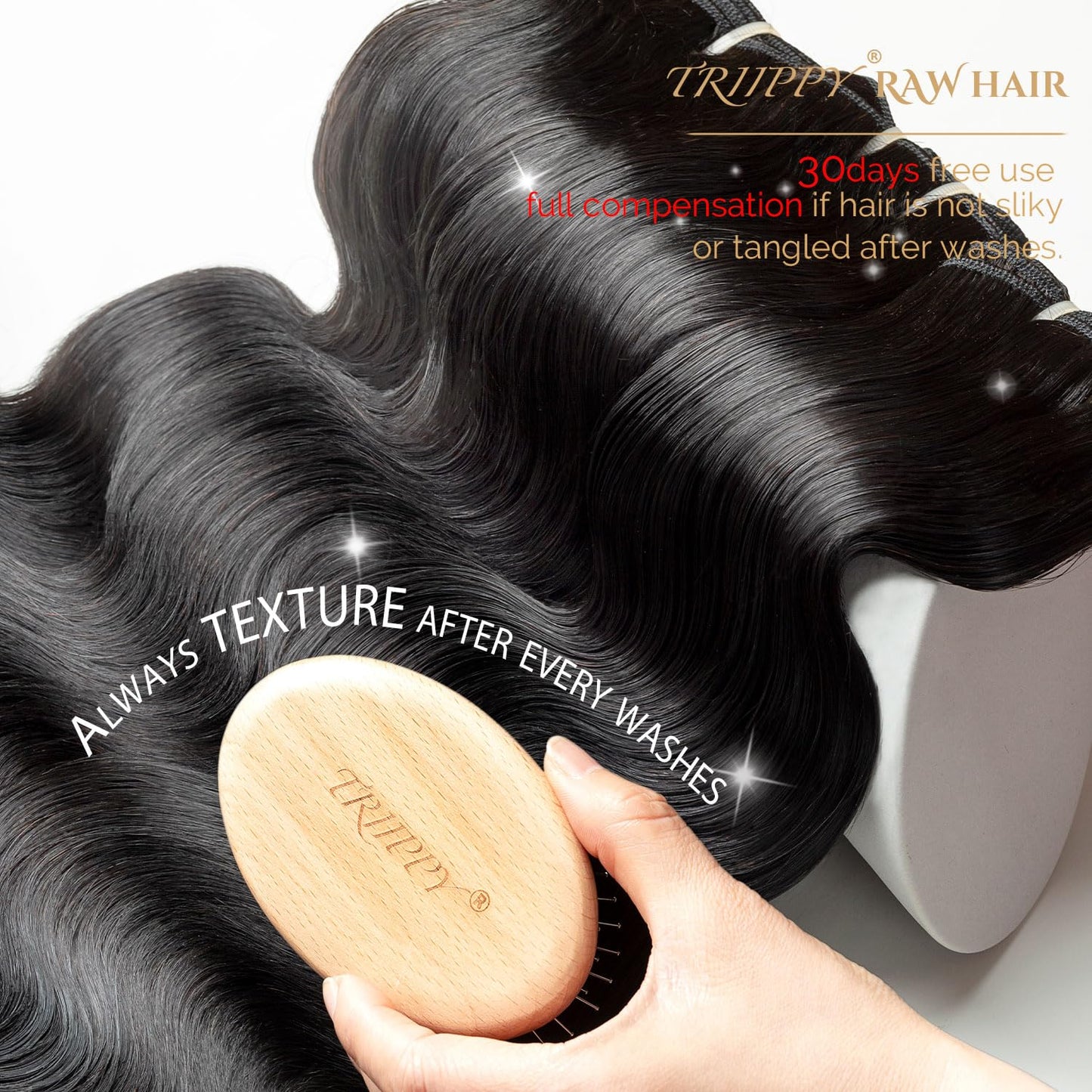 TRIIPPY Raw Body Wave Human Hair Bundles,Triple Lifespan Than Regular Virgin Hair No.1 Sales Of Raw Hair Bundles(16 18 20 Inches) Keep Silky And Smooth After Multiple Washes 100% indian Raw Hair