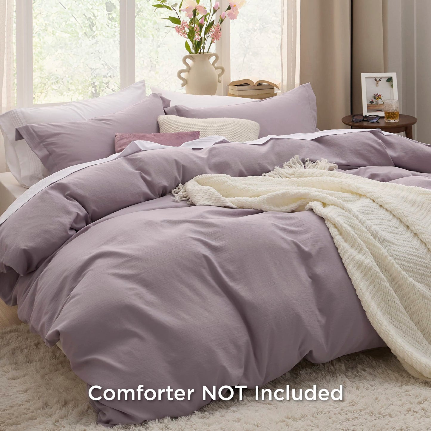 Bedsure Dusty Purple Twin Duvet Cover Set - Soft Prewashed Duvet Cover Twin Size, 2 Pieces, 1 Duvet Cover 68x90 Inches with Zipper Closure and 1 Pillow Sham, Comforter Not Included