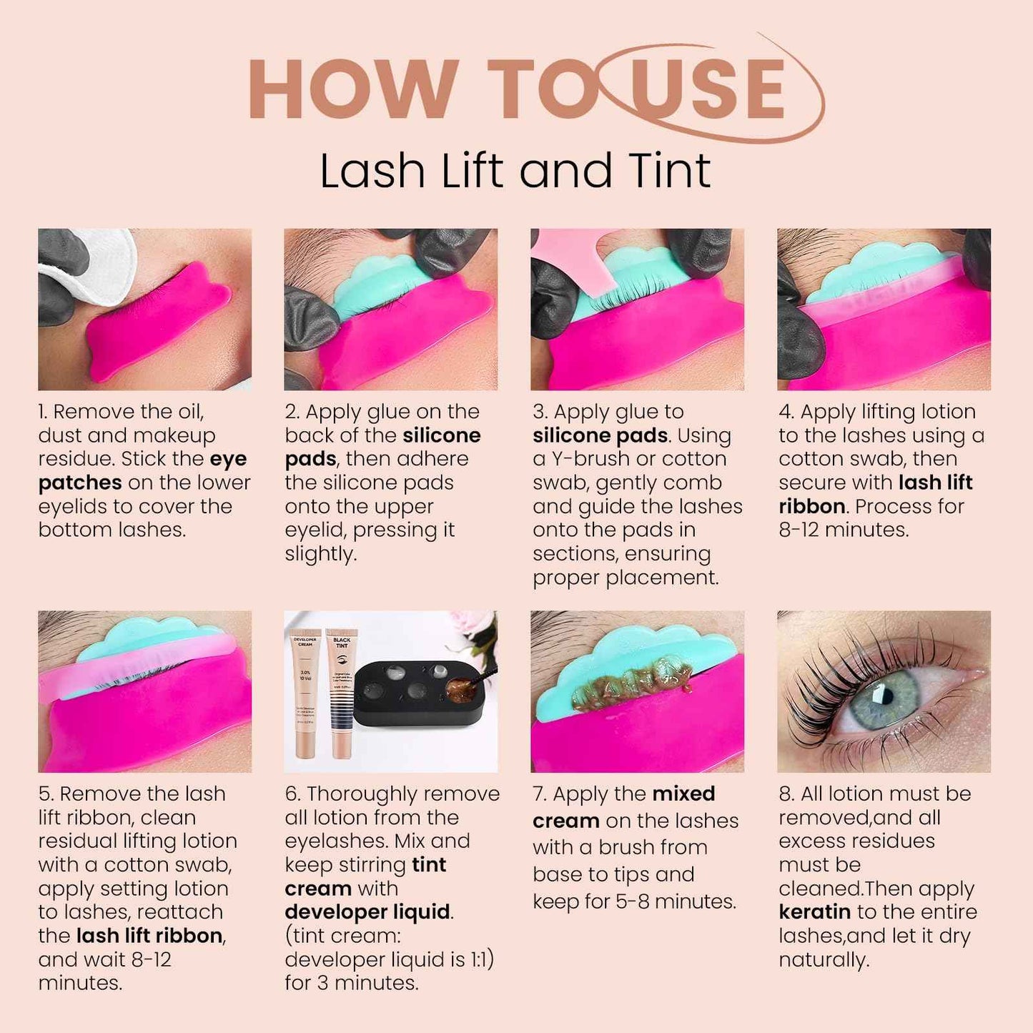 Libeauty Airless Pump Lash Lift and Black Color Kit, 4-in-1 Brow Lamination Kit with Lash Lift Ribbon, Eyelash Perm DIY Kit, Natural Black Color Gentle Formula with Salon Grade for Home Use