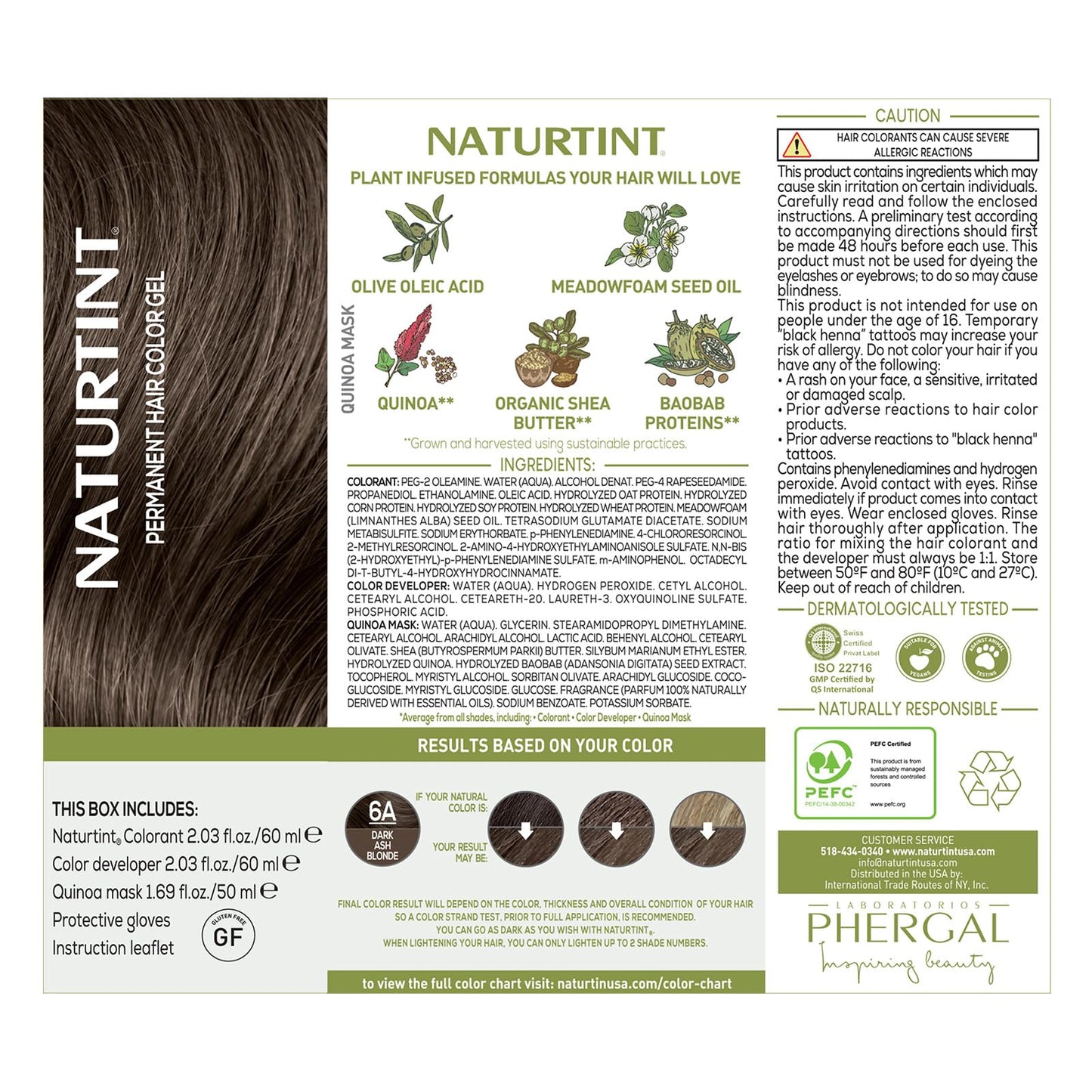 Naturtint Permanent Hair Color 6A Dark Ash Blonde (Pack of 6), Ammonia Free, Vegan, Cruelty Free, up to 100% Gray Coverage, Long Lasting Results (Packaging may vary)