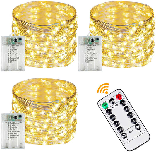 3-Pack 78FT 240 LED Fairy Lights Battery Operated with Timer & Remote, Waterproof Twinkle Lights Outdoor Indoor 8 Modes for Bedroom Centerpiece Patio Wedding Tree Mason Jar Party Christmas Decoration