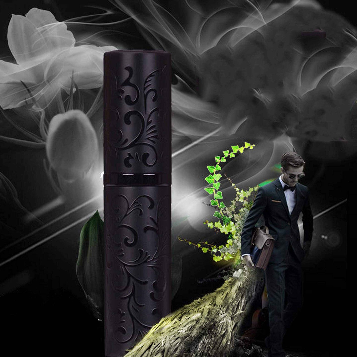 ZKSM 10ML Refillable Perfume Empty Spray Bottle Portable Mini Scent Aftershave Atomizer Bottle with Funnel Filler for Travel Purse(Black)