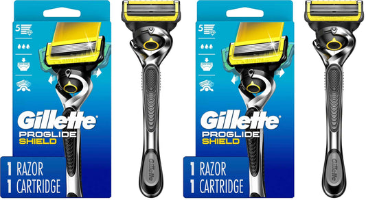 Gillette ProGlide Shield Men’s Razor Handle + 1 Blade Refill, Shields Against Skin Irritation (Packaging May Vary) (Pack of 2)