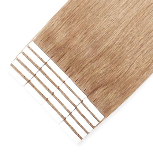 Sixstarhair Strawberry Blonde Tape in Hair Extensions Remy Human Hair Double Side Tape Attached Invisible Hair Extensions 20 Pieces [Color 27 Strawberry Blonde 16inch]