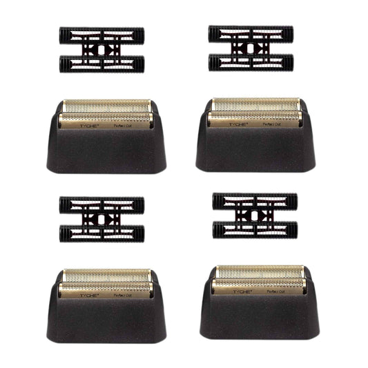 Replacement Foil Professional 5 Star Series Finale Shaver Shaper Super Close and Cutter Bar Assembly Compatible with Wahl Shaver Foil Model 7043-100,7031-100 Replacement Heads(4 Pack Gold)