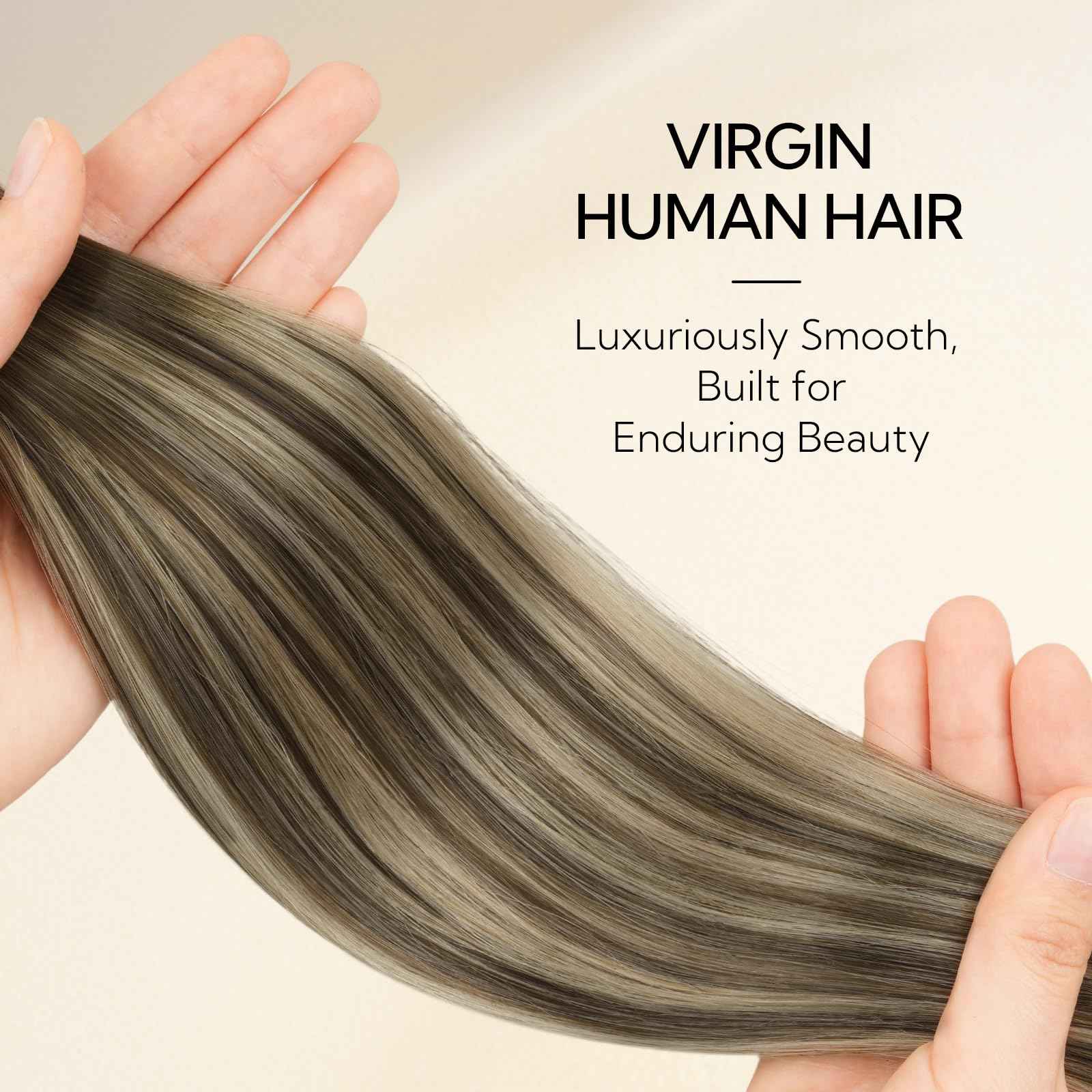 HOTBANANA Invisi Edge Tape in Hair Extensions Human Hair, 10inch 30g 20pcs Balayage Chocolate Brown to Honey Blonde Invisible Tape in Extensions Straight Seamless Real Remy Hair Injected