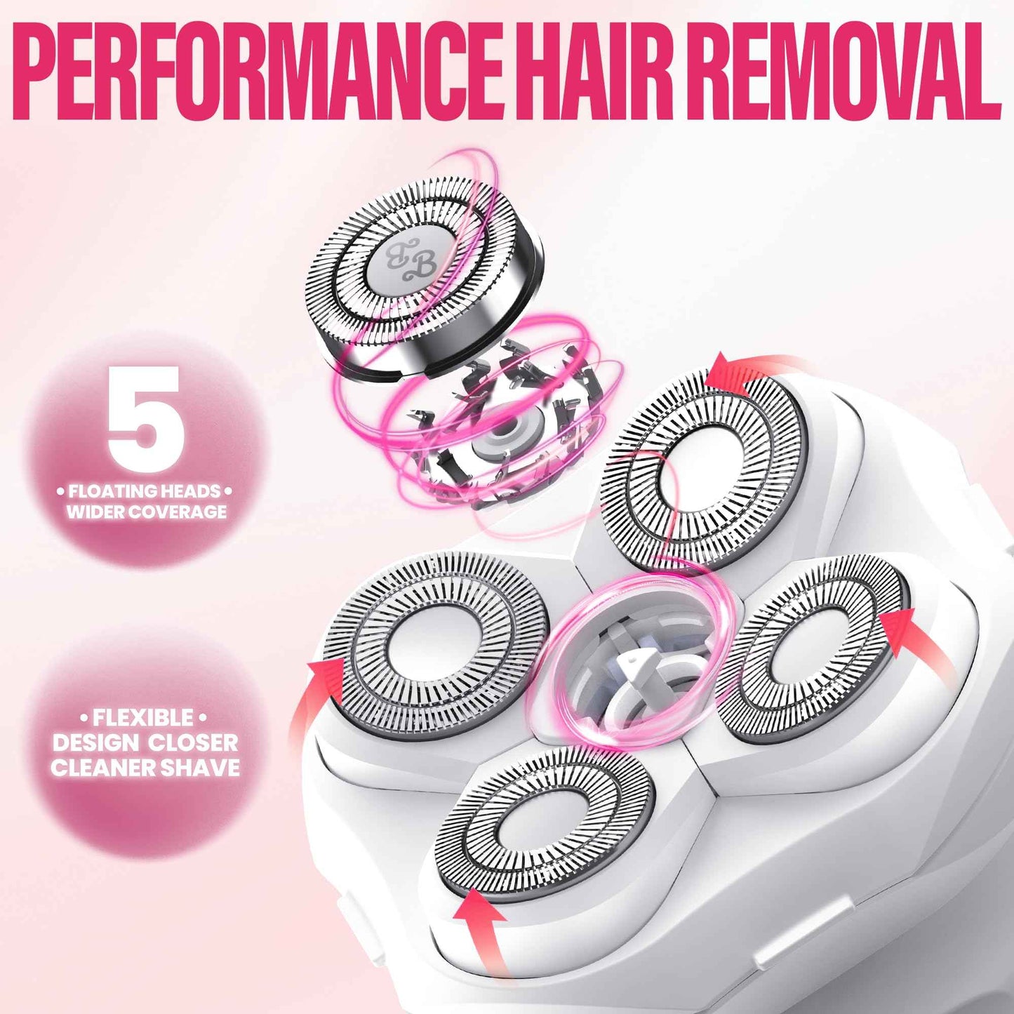 OLOV Beauty Electric Razors for Women,5-in-1 Blade Razor Rechargeable Shaver for Lady Legs,First Trimmer for Teen Girls Underarms & Body & Hair (White)