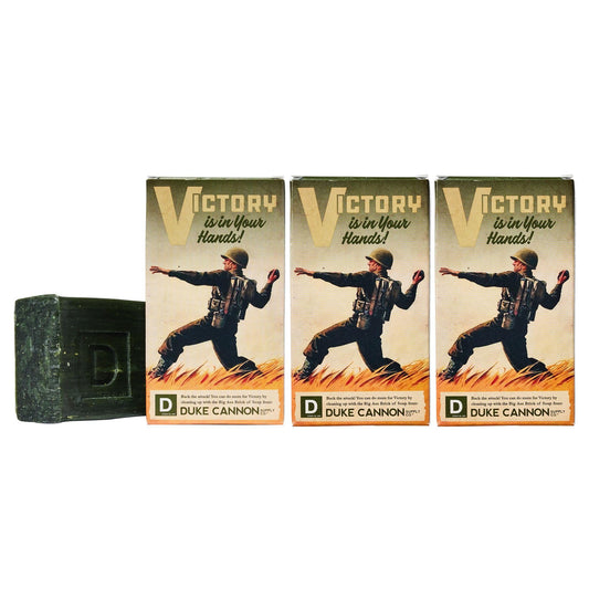 Duke Cannon Supply Co. Big Brick of Soap Bar for Men WWII Collection Smells Like Victory (Clean, Fresh w/Hint of Seagrass) Multi-Pack- Superior Grade, Extra Large, All Skin Types, 10 oz (3 Pack)