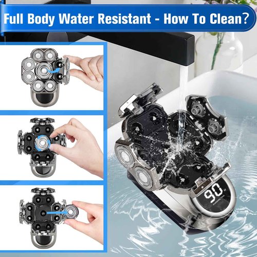 9D Head Shavers for Bald Men, Electric Shaver for Men,6 in 1 Mens Grooming Kit with Nose Hair Trimmer, Beard Trimmer,Waterproof Wet/Dry Rotary Shaver,Gift for Father, Husband, Boyfriend