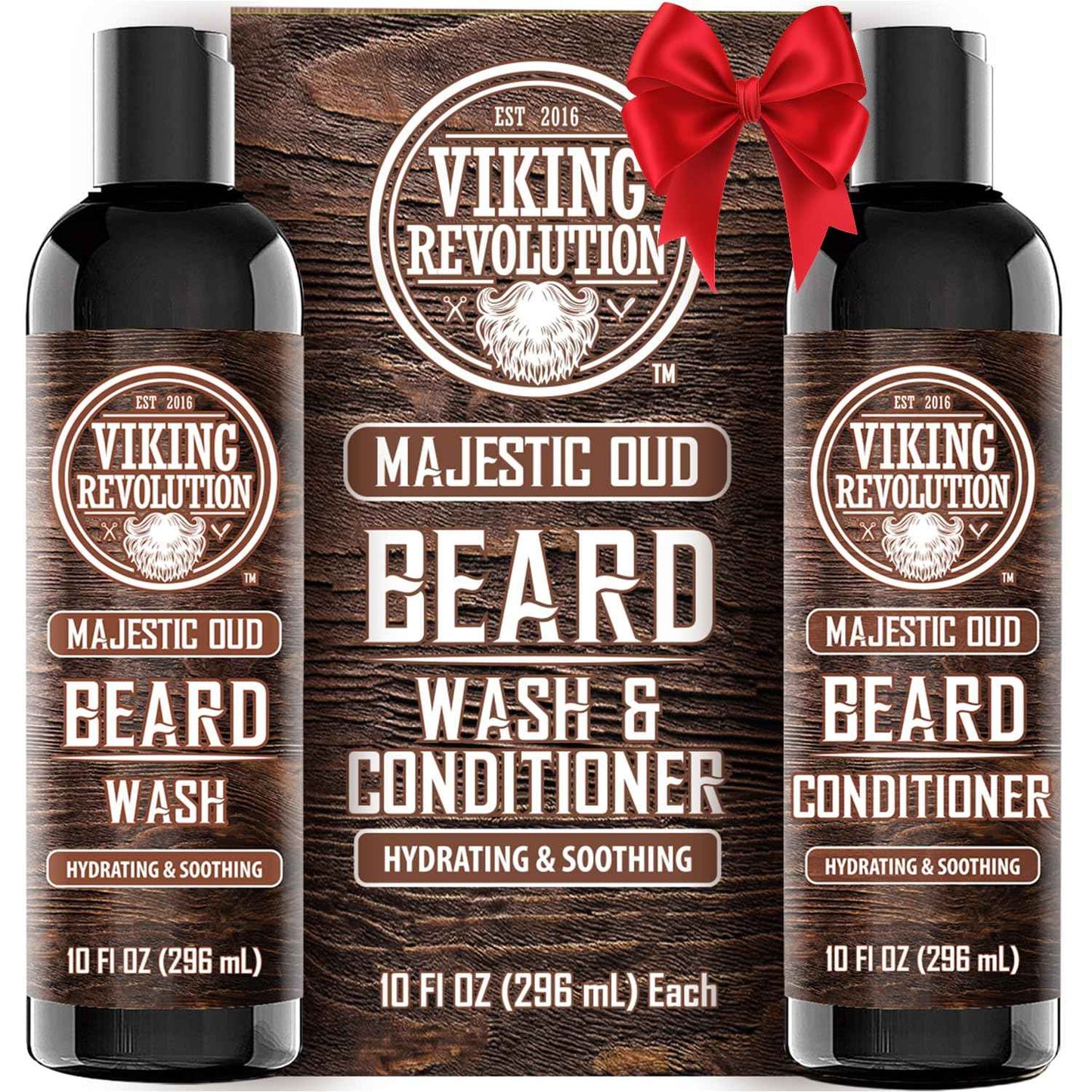 Viking Revolution Beard Wash and Beard Conditioner for Men with Argan Oil and Jojoba Oil - Beard Softener and Strengthener Beard Care Beard Shampoo and Conditioner with Beard Oil (10oz, Majestic Oud)